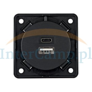 Gniazdo ładowania USB 2x 230 V A+C antracyt