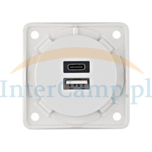 Gniazdo ładowania USB 2x 230 V A+C białe