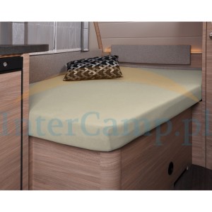 Prześcieradło 137 x 195 (110 / 90) cm do łóżka francuskiego w przyczepie kempingowej, piaskowe