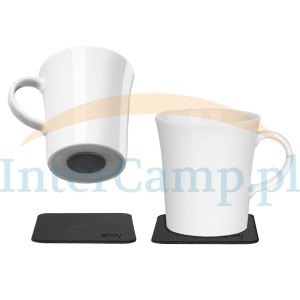 Kubki magnetyczne porcelanowe + podkładki, czarne, Silwy